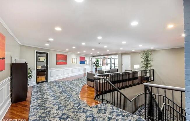 Upstairs modern lobby with office