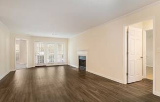 Wood Floor Living Room at Wynfield Trace, Peachtree Corners, GA, 30092