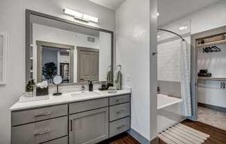 Nexus East Bathroom with Bathtub and Walk-In Closet
