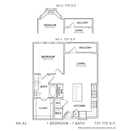 1 bed, 1 bath, 737 sqft, $2,051