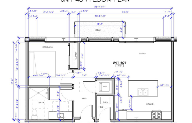1 bed, 1 bath, 890 sqft, $1,325, Unit 407