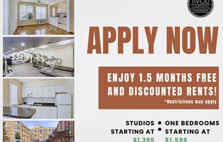 A flyer advertises a limited time offer for a 1.5 months free and discounted rent at Tivoli Gardens.