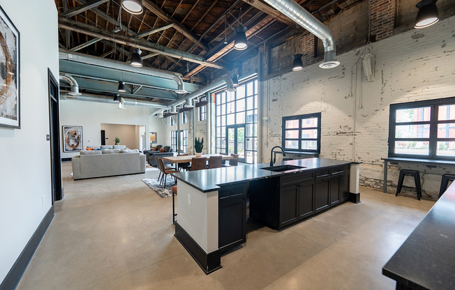 Spacious and stylish open-concept lounge area