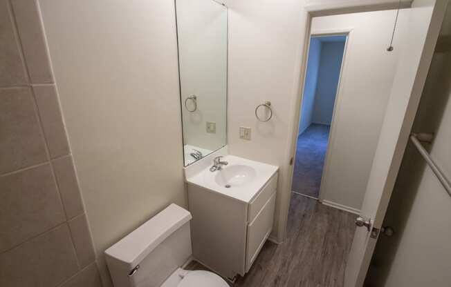 This is a photo of the bathroom in a 849 square foot 2 bedroom, 2 bath apartment at Park Lane Apartments in Cincinnati, OH.