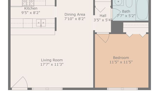 1 bed, 1 bath, 614 sqft, $950, Unit 227