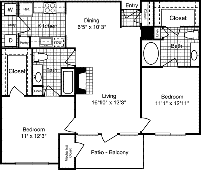 2 beds, 2 baths, 1,096 sqft, $2,737