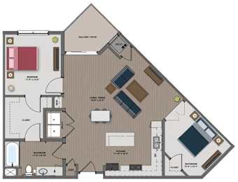 1 bed, 1 bath, 1,010 sqft, $2,105