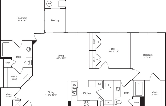 3 beds, 2 baths, 1,447 sqft, $3,724, Unit 107