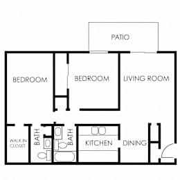 2 beds, 1.5 baths, 970 sqft, $999