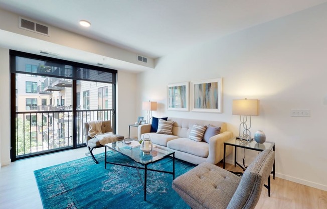 Modern Living Room at The Hill Apartments, Minnesota, 55102