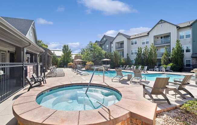 hot tub and swimming pool at Berkshire Aspen Grove apartments