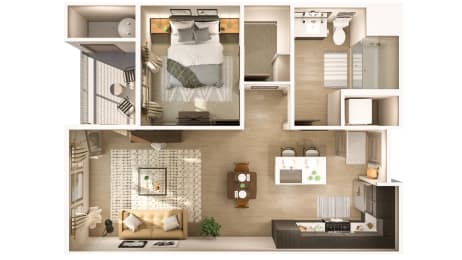 1 bed, 1 bath, 697 sqft, $1,665