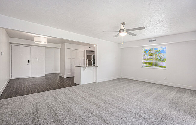 end living room leading to the kitchen at The Crossings Apartments, Michigan, 49508