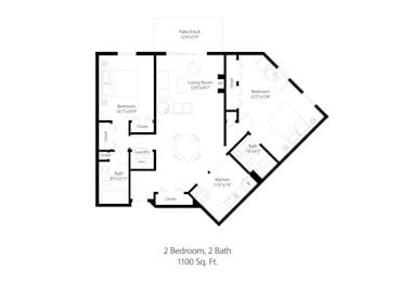 2 beds, 2 baths, 1,100 sqft, $1,660