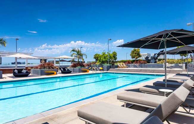 Pool With Lounge Chairs at Elements Apartments*, Irvine, California