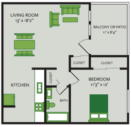 1 bed, 1 bath, 615 sqft, $819