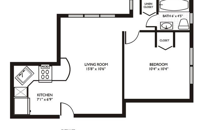 1 bed, 1 bath, 420 sqft, $1,650, Unit 406
