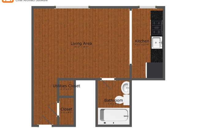 Studio, 1 bath, 298 sqft, $815, Unit 212