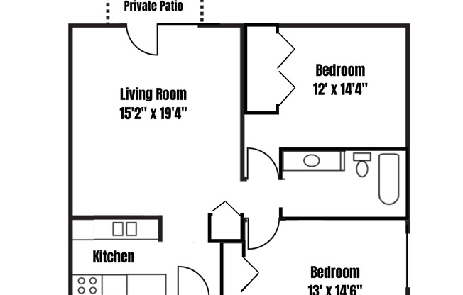 2 beds, 1 bath, 1,000 sqft, $1,620, Unit 2105-6