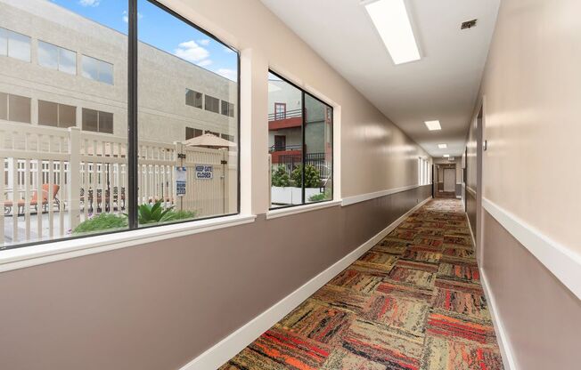 Hallways at Woodland Trio Apartments
