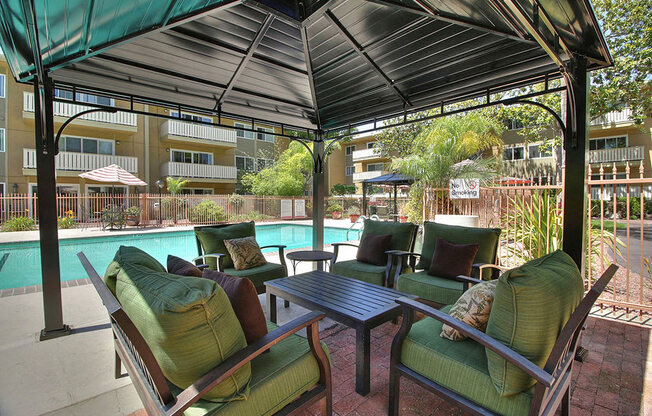 Shaded Lounge Area By Pool at Aviana, Mountain View, California