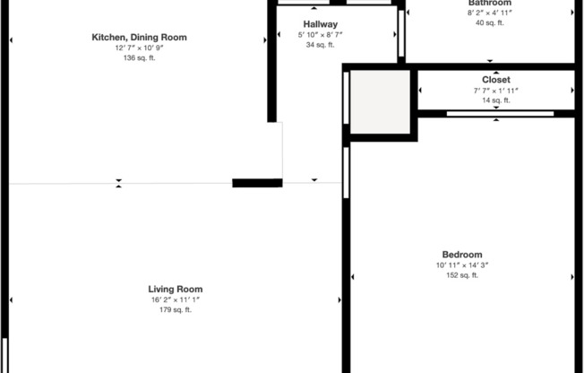 1 bed, 1 bath, 616 sqft, $1,066, Unit H-6