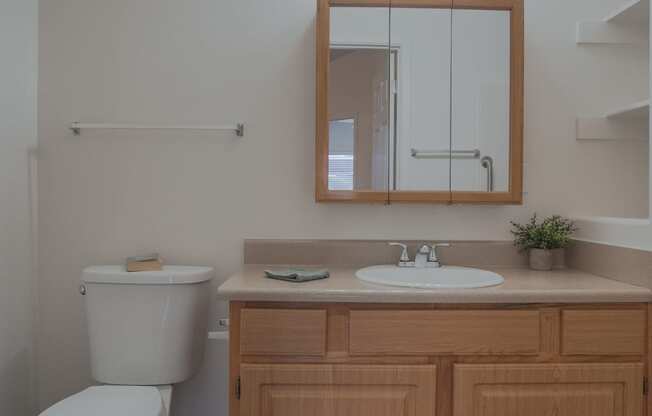 a small bathroom with a toilet sink and mirror