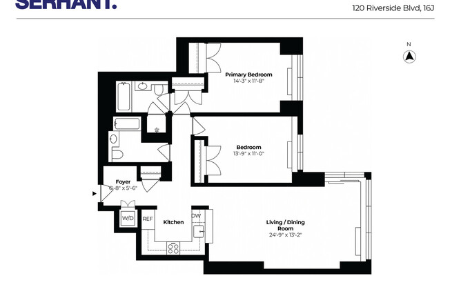 2 beds, 2 baths, 1,288 sqft, $8,900, Unit 16J