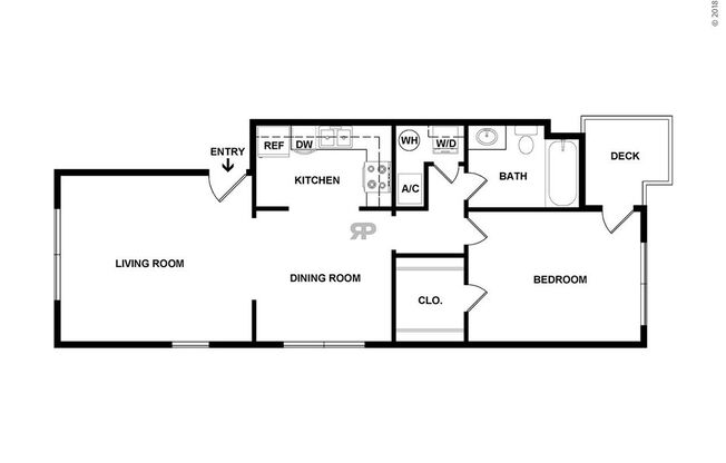 1 bed, 1 bath, 810 sqft, $970