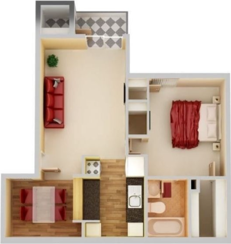 1 bed, 1 bath, 662 sqft, $992