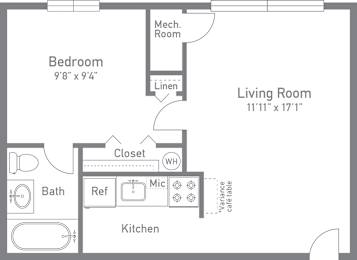 1 bed, 1 bath, 404 sqft, $1,620