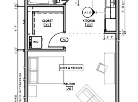 Studio, 1 bath, 567 sqft, $1,325, Unit 103