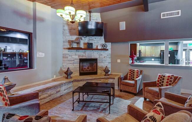 Clubhouse Fireplace Lounge at University Village Apartments, Colorado