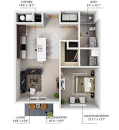1 bed, 1 bath, 705 sqft, $1,102