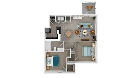 2 beds, 1 bath, 861 sqft, $1,408