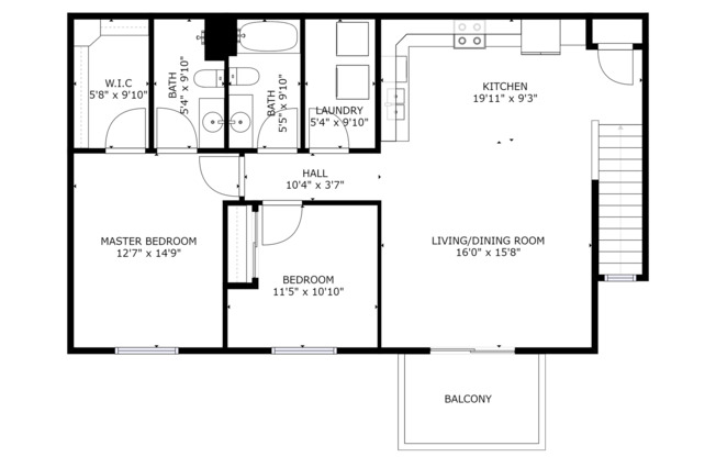 2 beds, 2 baths, 1,135 sqft, $1,595, Unit 1787-04