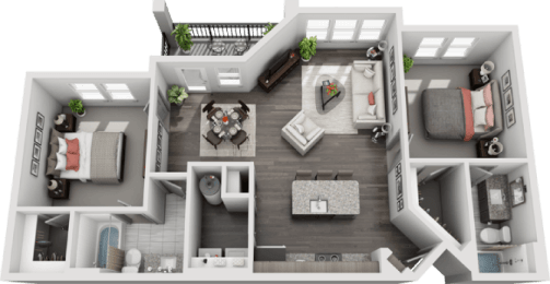 2 beds, 2 baths, 1,055 sqft, $1,945