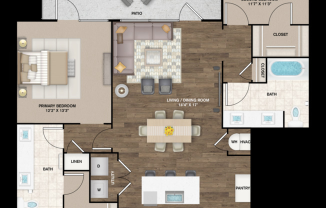 2 beds, 2 baths, 1,132 sqft, $1,693