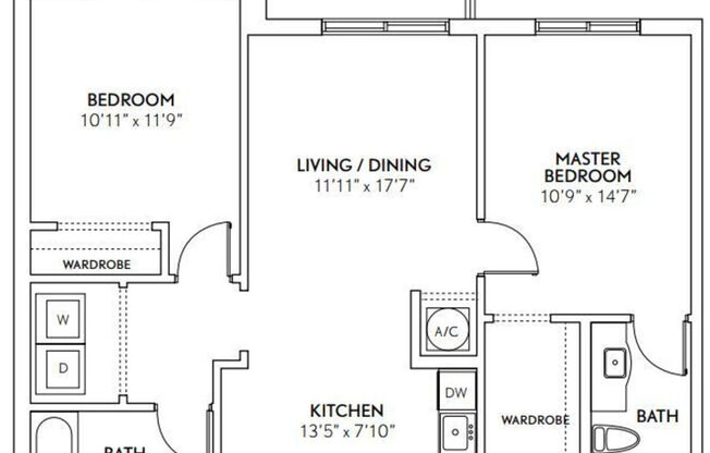 2 beds, 2 baths, 975 sqft, $2,904