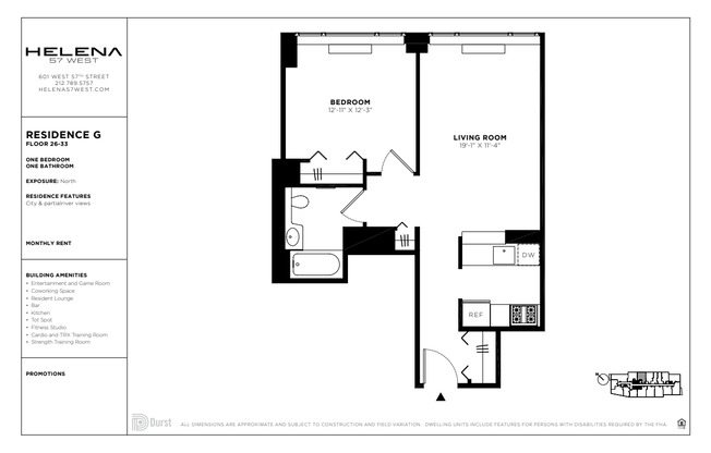 1 bed, 1 bath, $4,882, Unit 31G