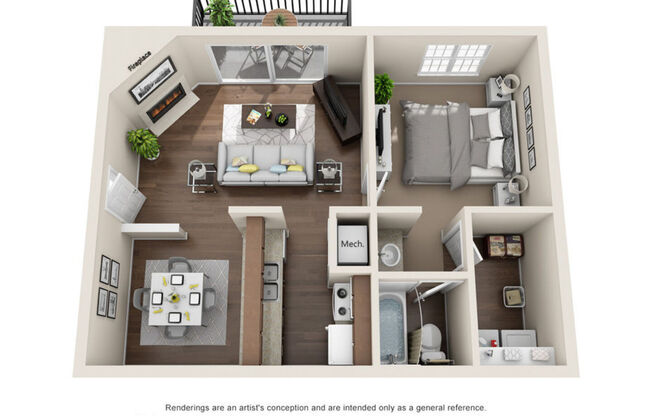 1 bed, 1 bath, 592 sqft, $1,174