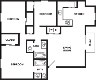 3 beds, 2 baths, 1,050 sqft, $2,238