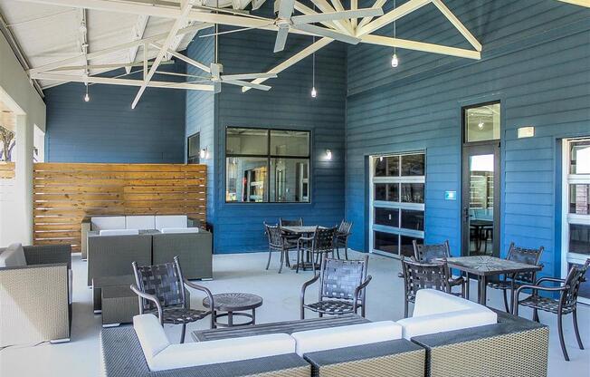 Outdoor Patio Area at Aviator at Brooks Apartments, Clear Property Management, San Antonio, 78235