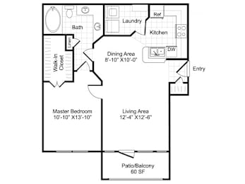 1 bed, 1 bath, 736 sqft, $1,052