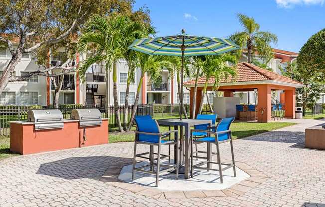 Outdoor seating and grilling area