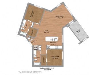 2 beds, 2 baths, 1,138 sqft, $1,750