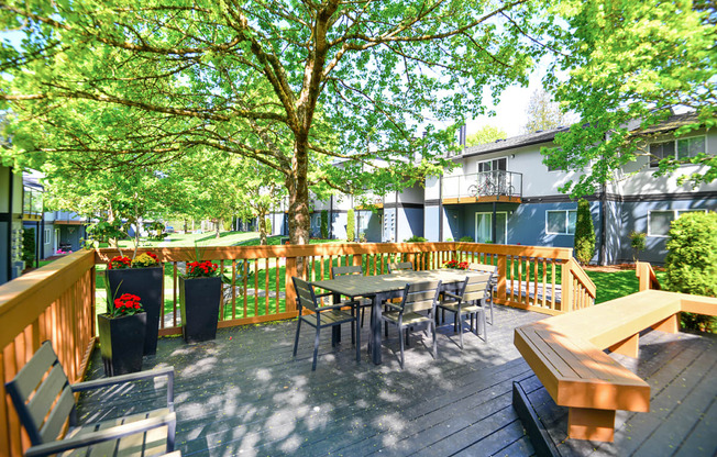 the patio at the reserve at riverdale apartments in riverdale, nj