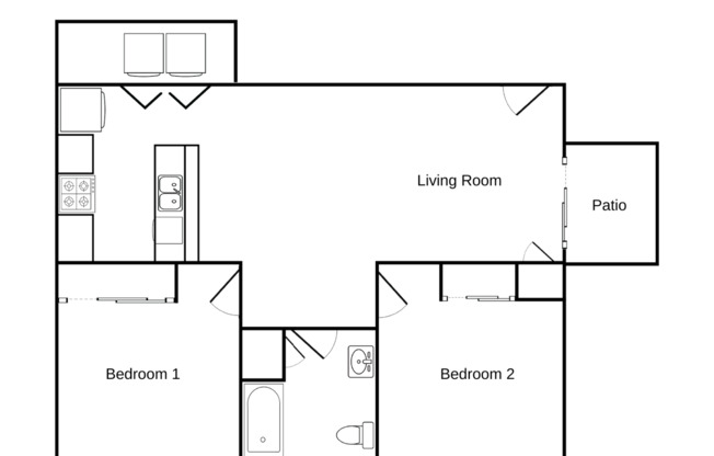 2 beds, 1 bath, 1,019 sqft, $1,195