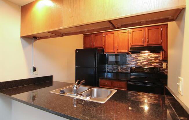 renovated kitchen area at Fountain Glen Apartments in Lincoln Nebraska