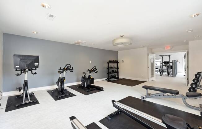 the gym at the whispering winds apartments in pearland, tx at Linkhorn Bay Apartments, Virginia, 23451